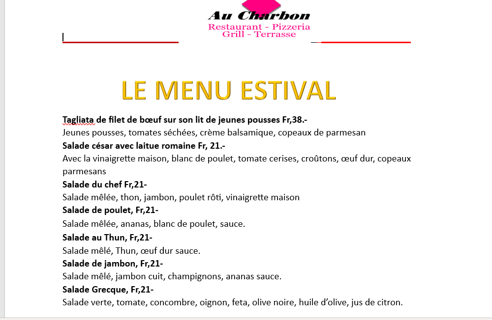 Au Charbon: restaurant specialites italiennes, pizza à emporter lausanne chailly